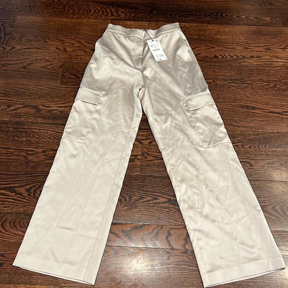 Zara Cream Wide-Leg Pants